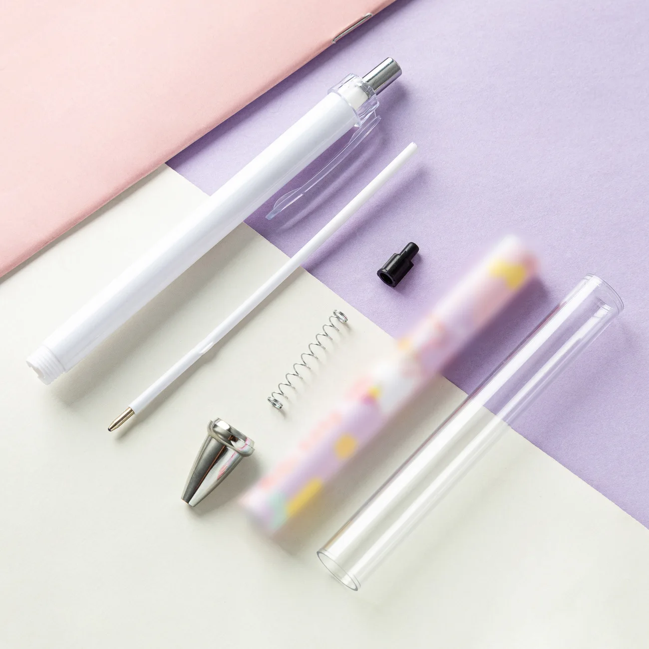 Rolling Paper Picture Insert DIY Plastic Click Hotel Pen Cartoon Idols Transparent White Pen Cheating Gadgets for Exam