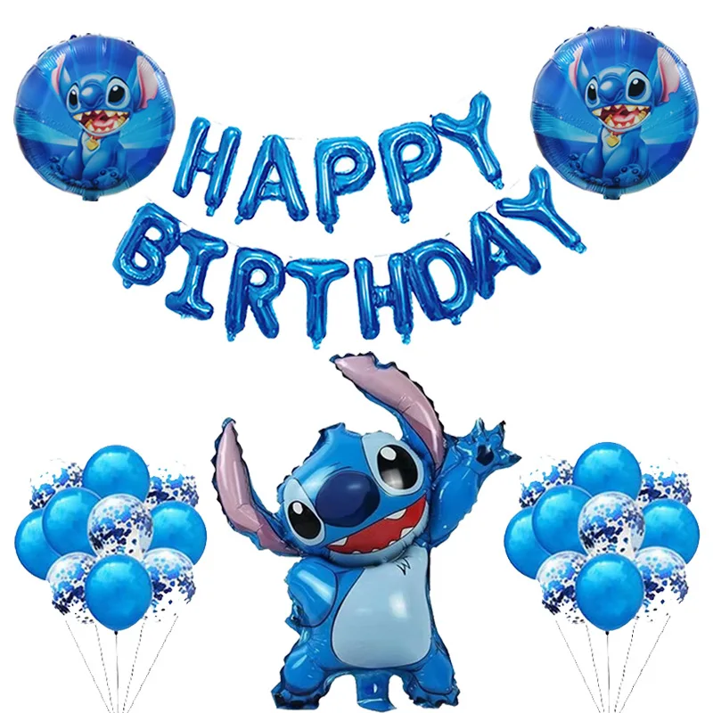 s0067 lilo et stitch décoration de fête joyeux anniversaire fournitures de  fête garçons anniversaire ballon décoration