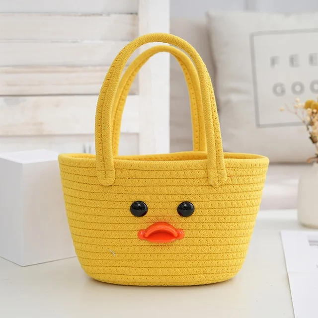 Cute Yellow Duck Travel Storage Basket Cotton Fabric Sustainable Multifunction  Mummy Bag Accompanying Gift