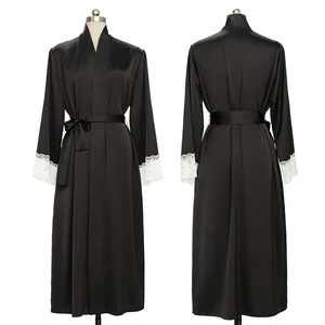 Luxury Acetate Women's Sleep Robe Sleepwear Lightweight Imitation Silk Nightgown Satin Comfy Pajama Robe