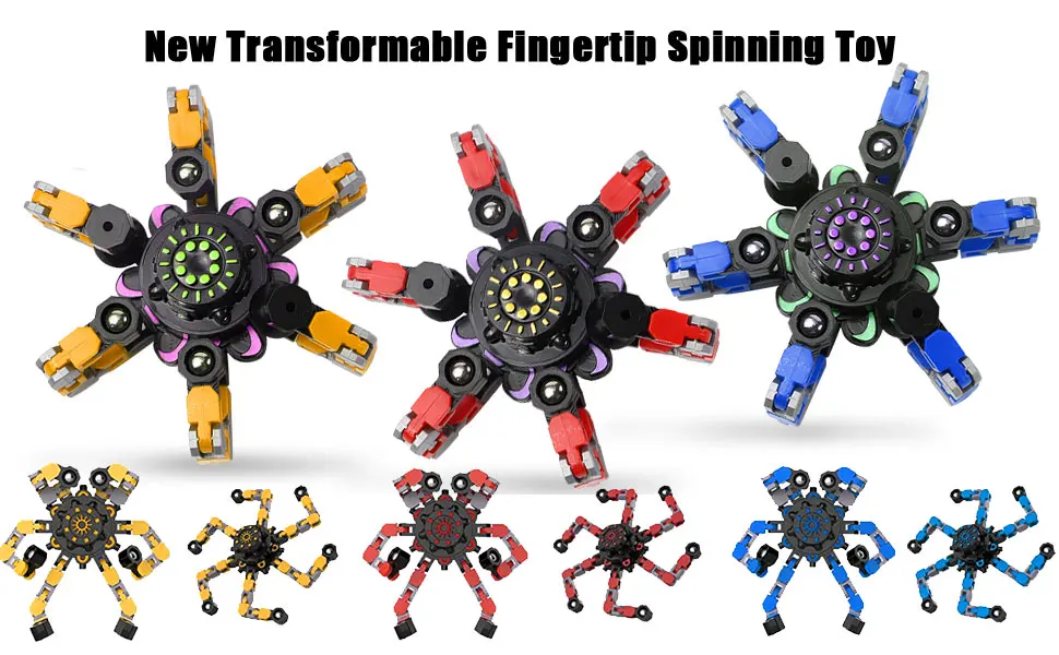 Fast Delivery Mechanical Robot Spider Transformable Fingertip Spinner  Sensory Toys Spinning Robot Gyro Fidget Spinner Robot