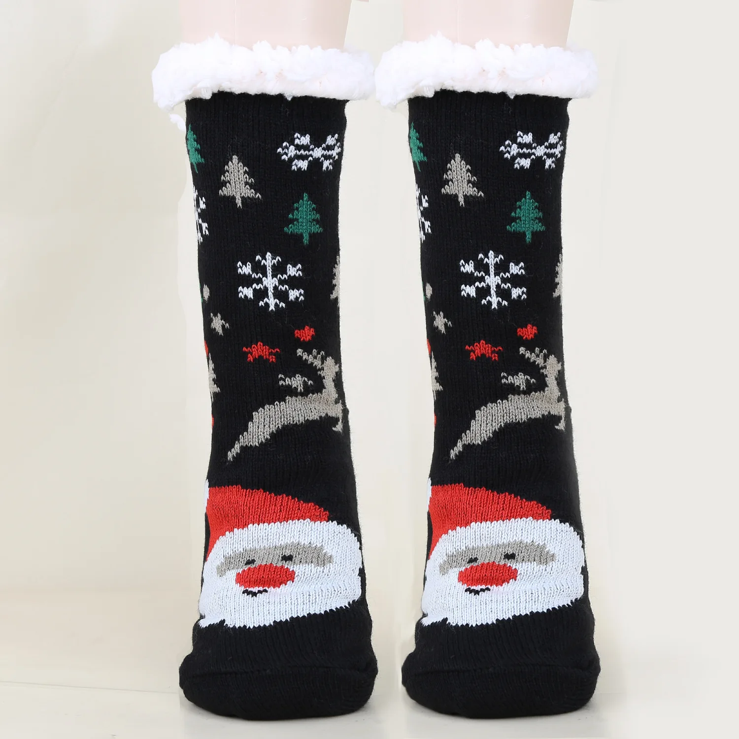 Custom Slipper Socks Santa Fuzzy Fluffy Thick Warm Winter Cozy Socks ...