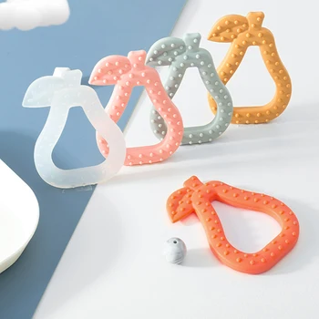 Food Grade Pear-shaped Silicone Teether Baby Teething Toy Cute Hand Chew Teether Infant Silicone Baby Teether