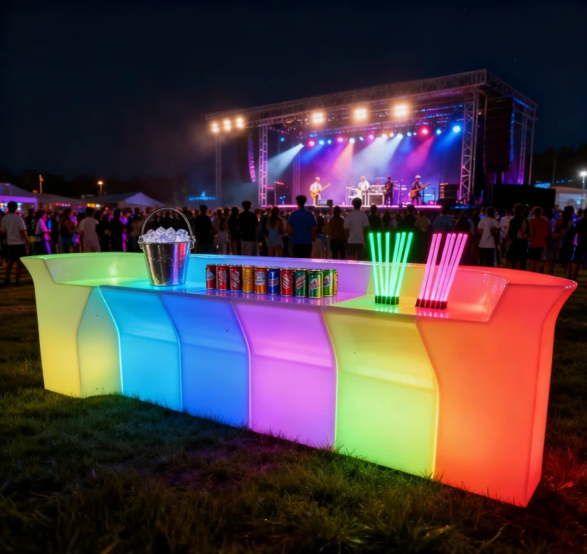 LED-Lit PE Plastic Bar Counter Table Stylish Furniture for Home Bar Night Club Hotel Disco