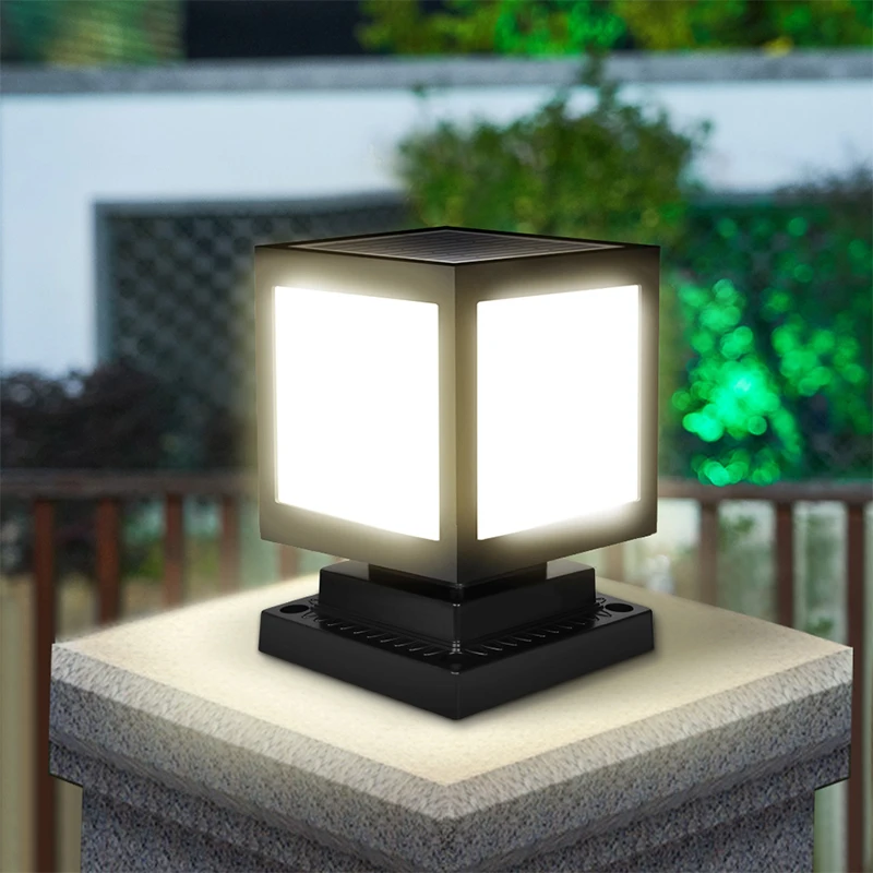 12 Inch High Abs Ip65 Solar Pillar Lights Outdoor Solar Gate Post Lamp