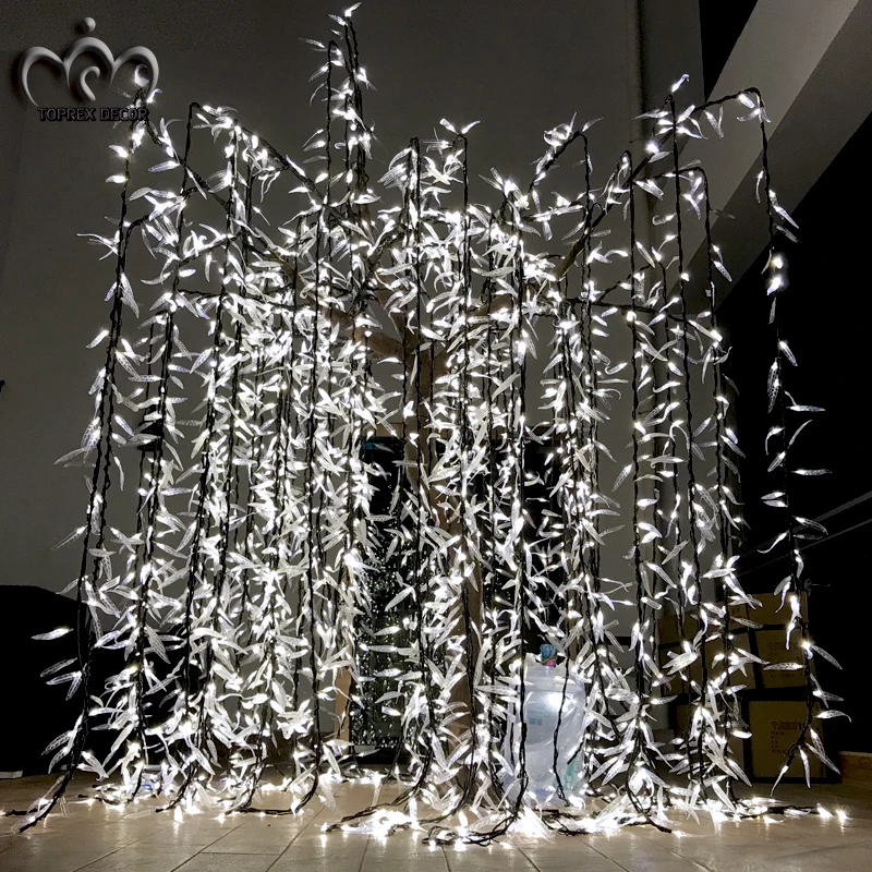 New Arrival White Weeping Willow Tree Waterproof LED Lighting Christmas Decorations Artificial Plant for Sale
