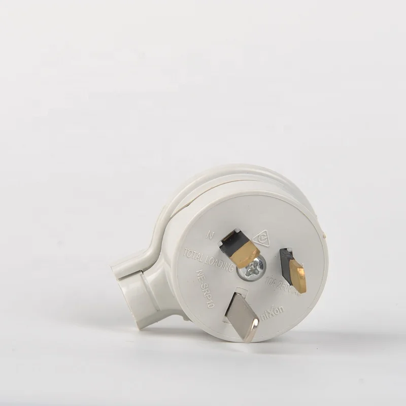 SAA Australia Standard 3 Pin Side Entry Top White Rewireable Plug Top 10 Amp Side Flat Entry Extension Electric Wall Plug  AC