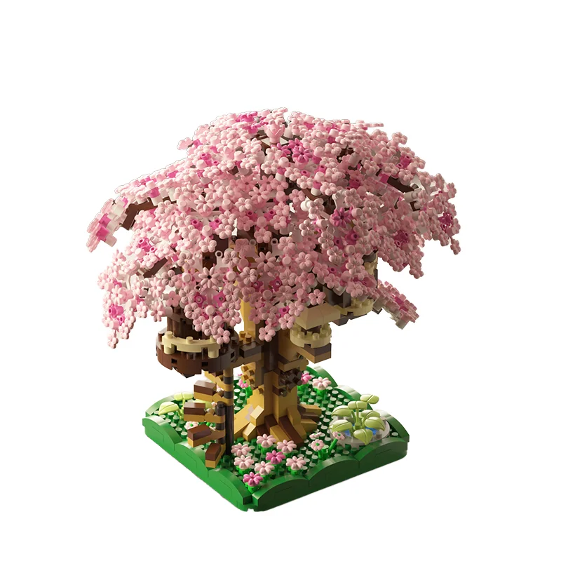 Diy Educational Plastic Model Toy Sakura Tree Building Block Sets for Scenes Including Forest Jungle City Park Flower Farm Trees