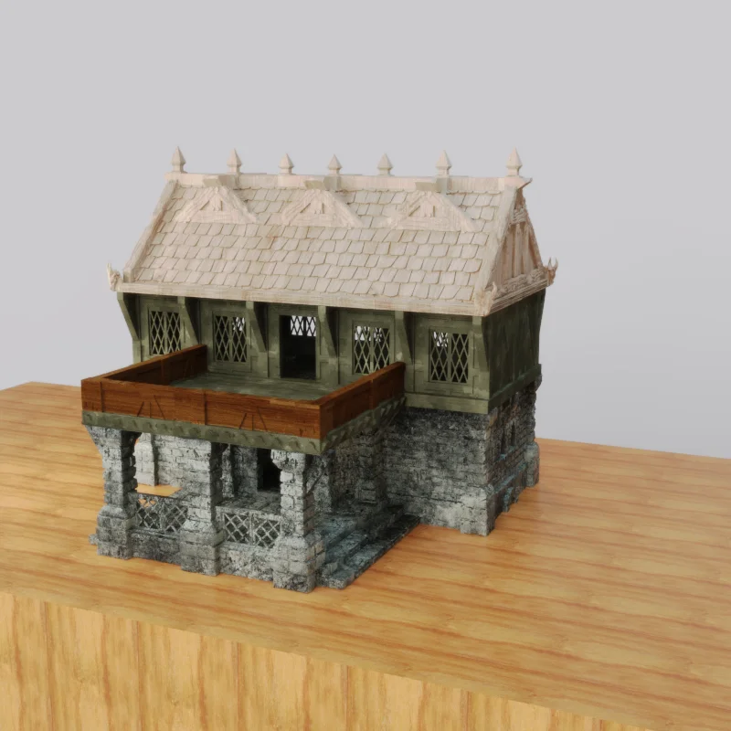 product custom resin miniature buildings house figurine frosted texture resin medieval house miniature building souvenir statuette-4