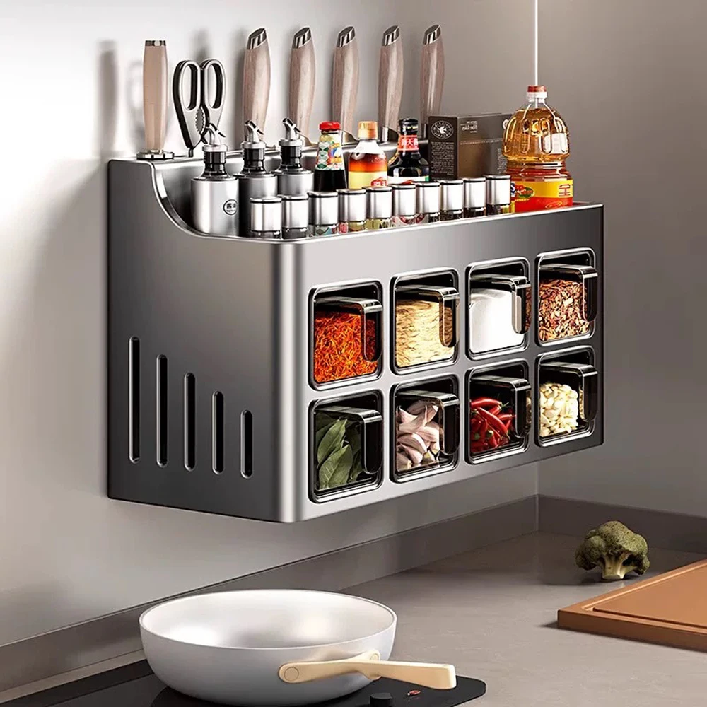 Multi-Purpose Adhesive Wall Shelf for Kitchen Office Organization Waterproof Spice Organizer