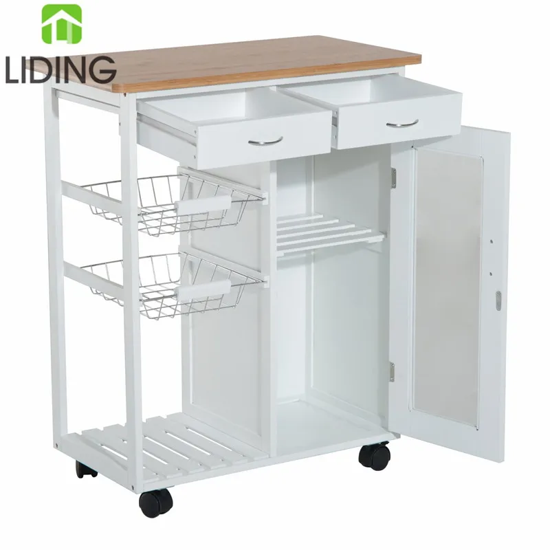 
Популярная бамбуковая корзина из нержавеющей стали, корзина для кухонного островка, Бамбуковая Кухонная Тележка, Сервировочная Тележка с ящиками и шкафом 