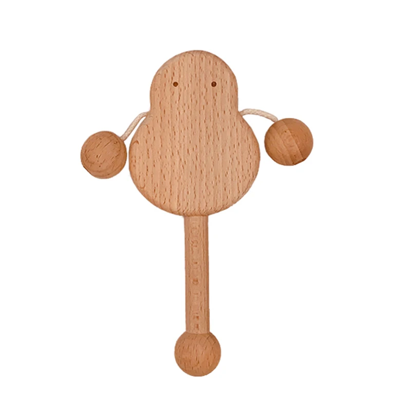 Drum-Shaped Rattle DIY Handicrafts Toy for Children Wood Graffiti Girl Kids  Gift Drum-shaped Rattle Arts Crafts