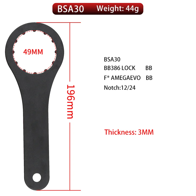 Bicycle Bike Hollow Crankset Removal Tool BB44/BB46 Bottom Bracket Wrench Kit