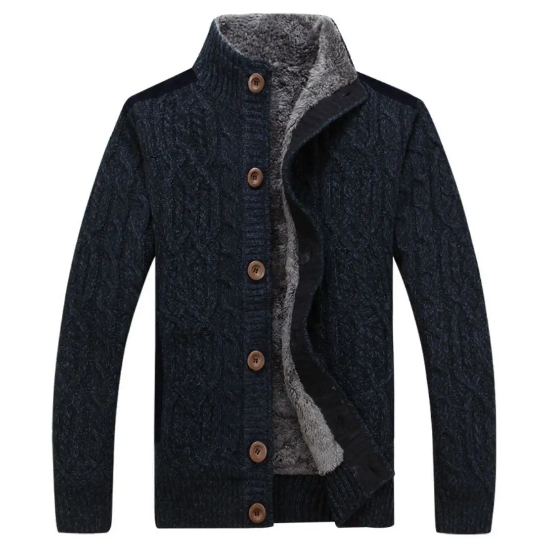 Men's Fleece Cardigan Sweater Button 