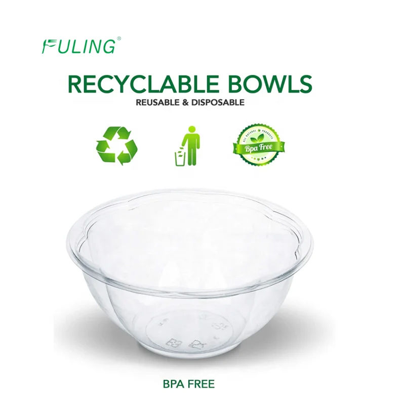 Disposable 48oz Plastic Serving Bowls with Lids Large Clear