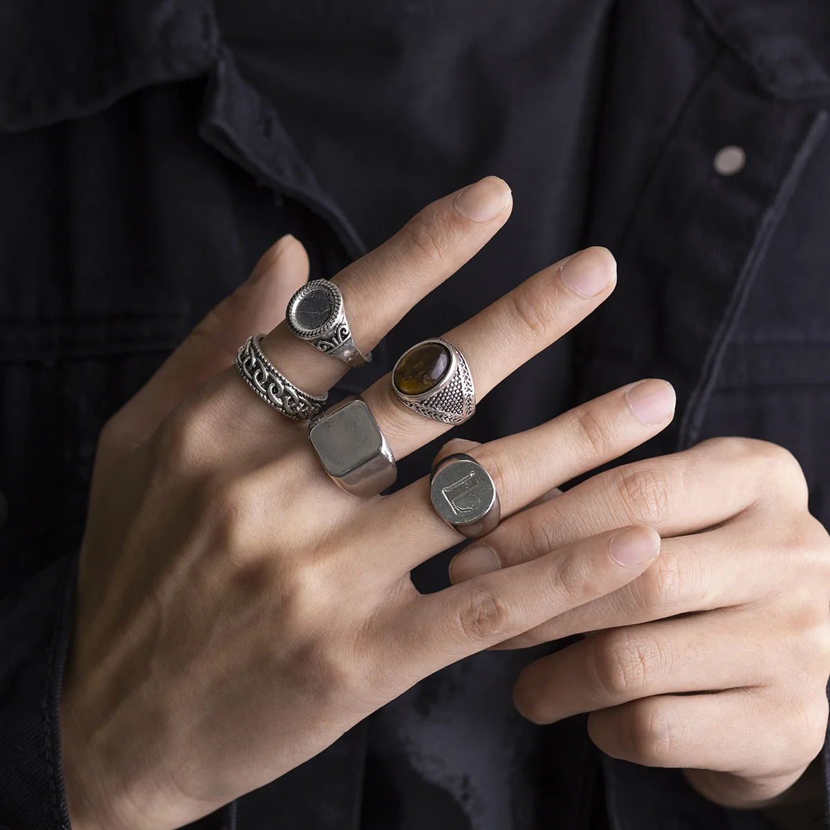 Shop Our Hot Selling Geometric Men Rings Set of 5 Pieces