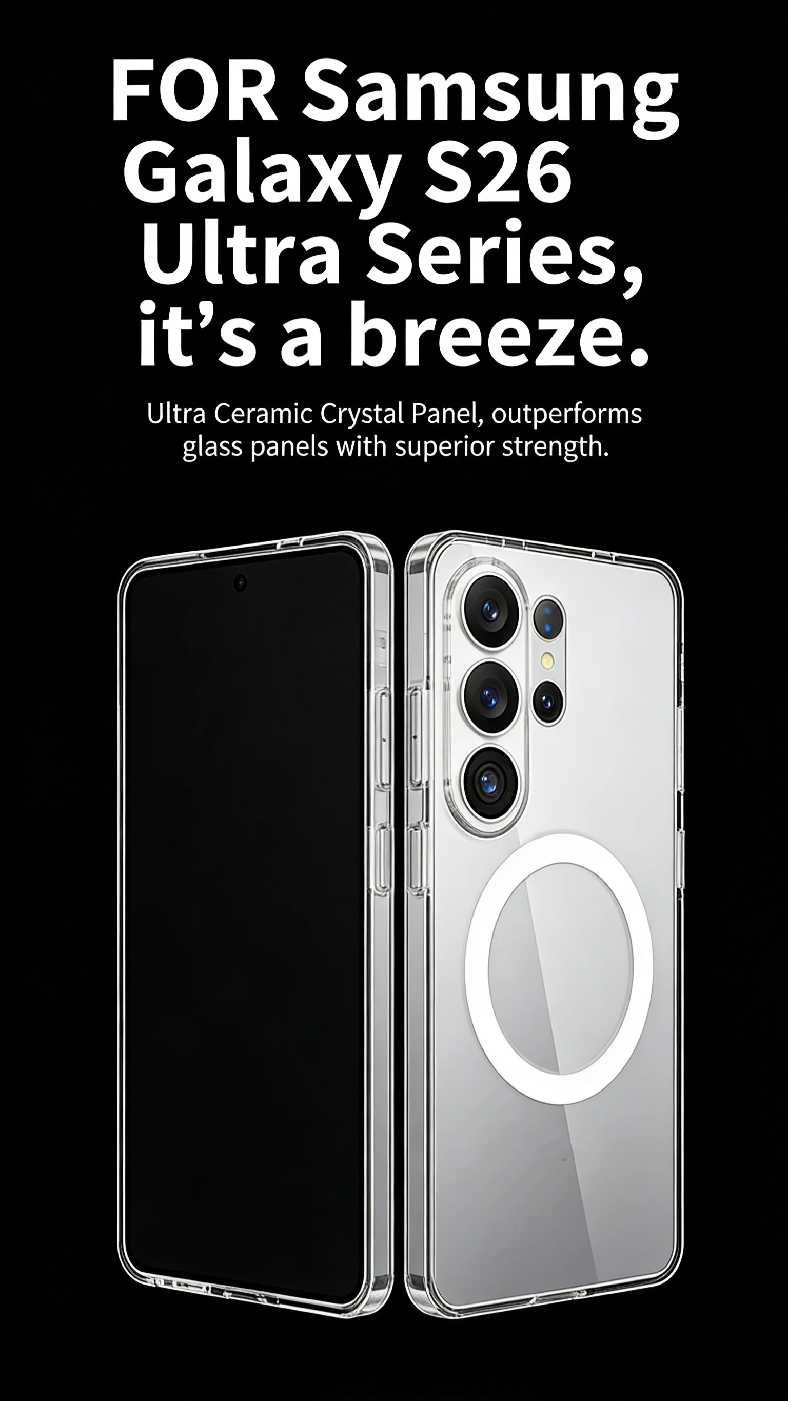 product tpupc phone case with anti yellow ultra magnetic crystal anti fingerprint texture phone case for samsung galaxy s26 ultra-3