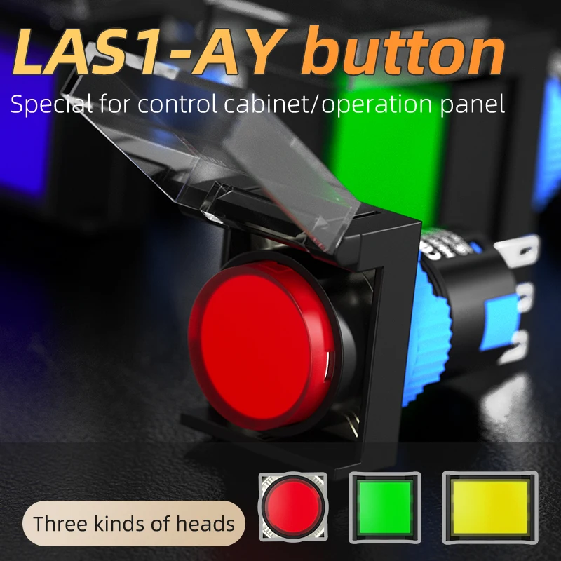 CE Plastic Material Pushbutton Switches Pin Terminal Self Recovery 16mm Round Square Rectangular Push Button