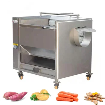 GRANDE 304 Stainless Steel Brush Roller Type Cassava/Sweet Potato/Carrot /Ginger/Turmeric/Potato Washing Peeling Machine