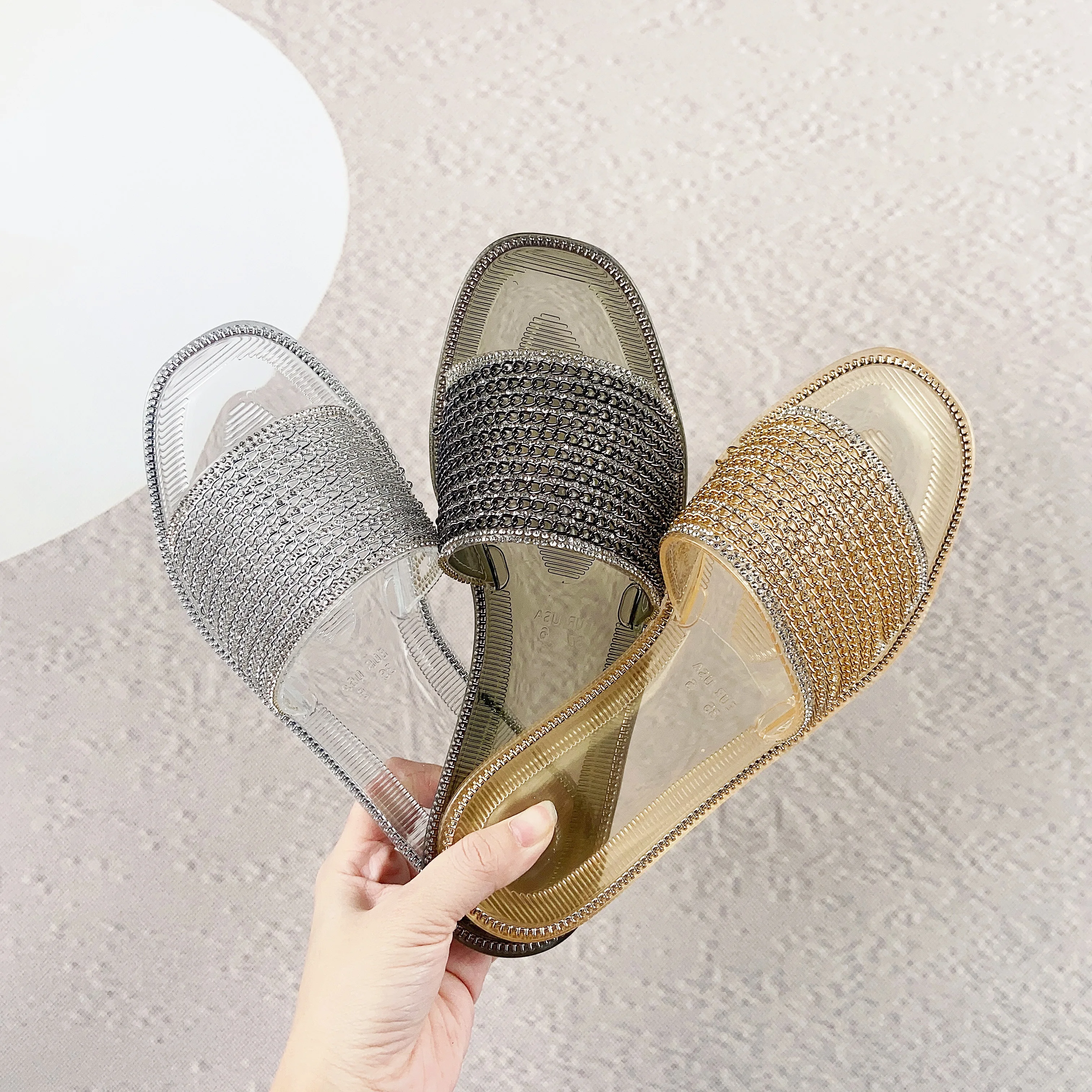 Slide Sandals Wholesale Glitter Sandals NEW Bling Jelly Slipper