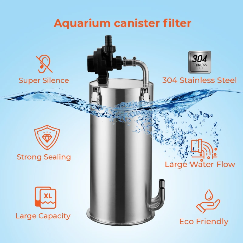 Aquarium External Filter Fish Tank Filter Aquarium Stainless Steel Canister Filter