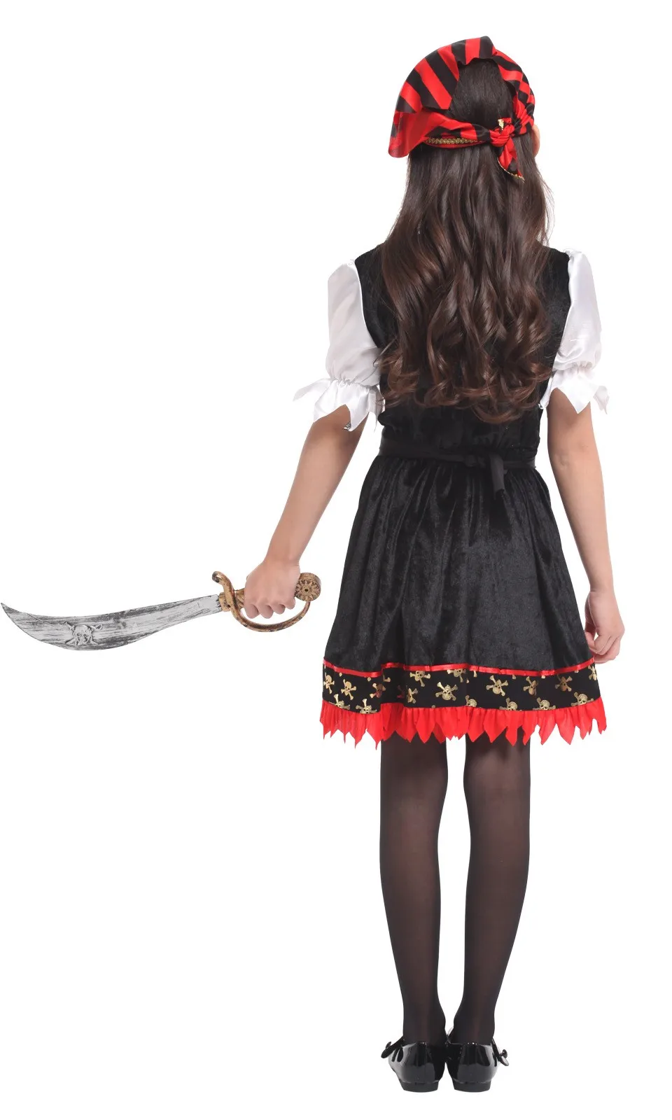 Kinder Piraten Kostüm Für Halloween – Komplett-Set Mit Hemd, Hose, Gürtel & Kopfschmuck, Größe L