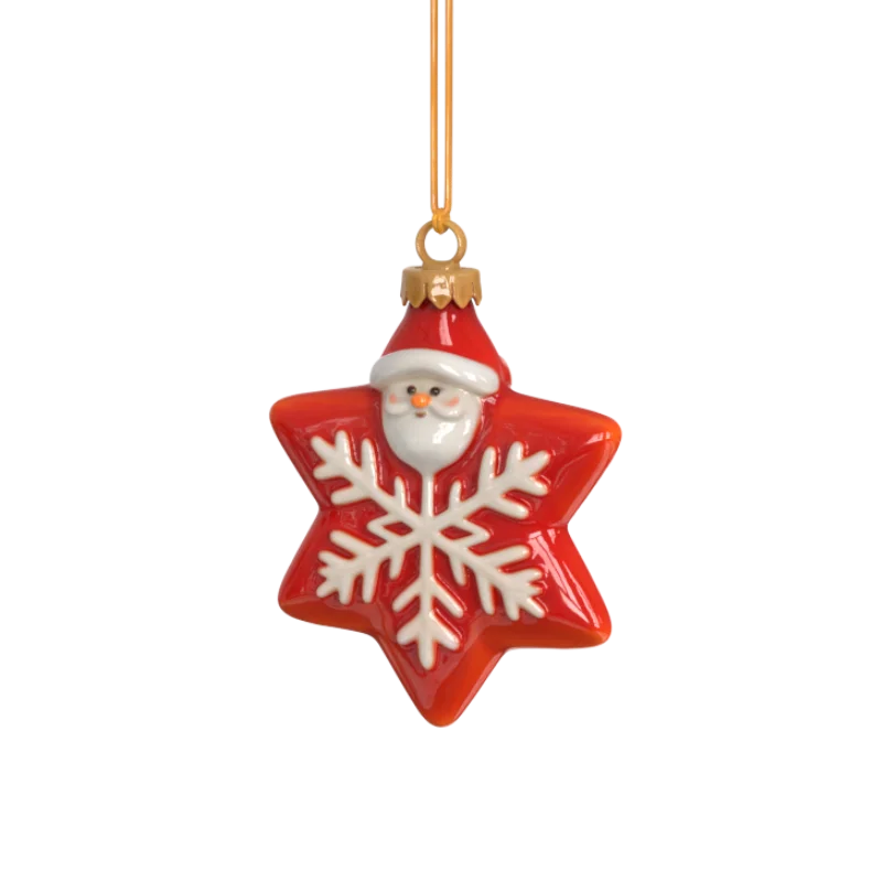 Adorno Personalizado de Estrela de Santa de Nadal de Cerámica, Decoración Colgante para Árbore para Exposición Doméstica de Vacacións