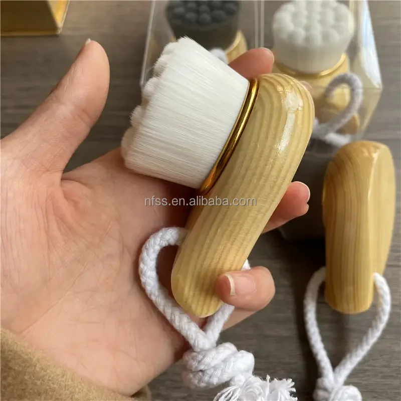  Ft Bamboo Wooden Manual Facial Makeup Soap Cleaner Wash Scrub Massage Cleansing Brushes Cleanser Face Cleaning Brush With Case