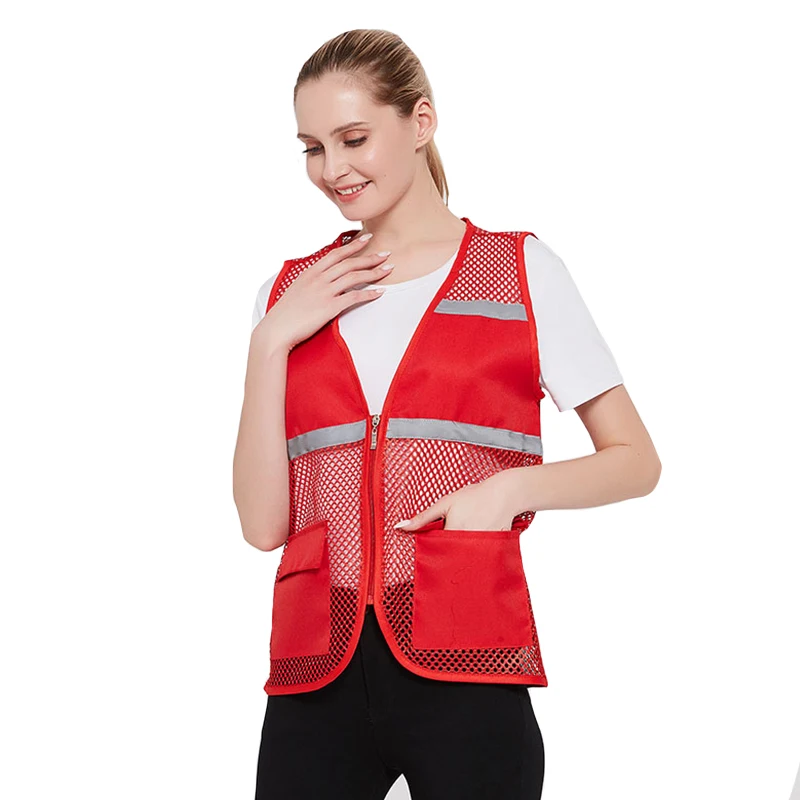 Customizable Logo High Visibility Reflector Construction Work Pockets Reflective Safety Vest