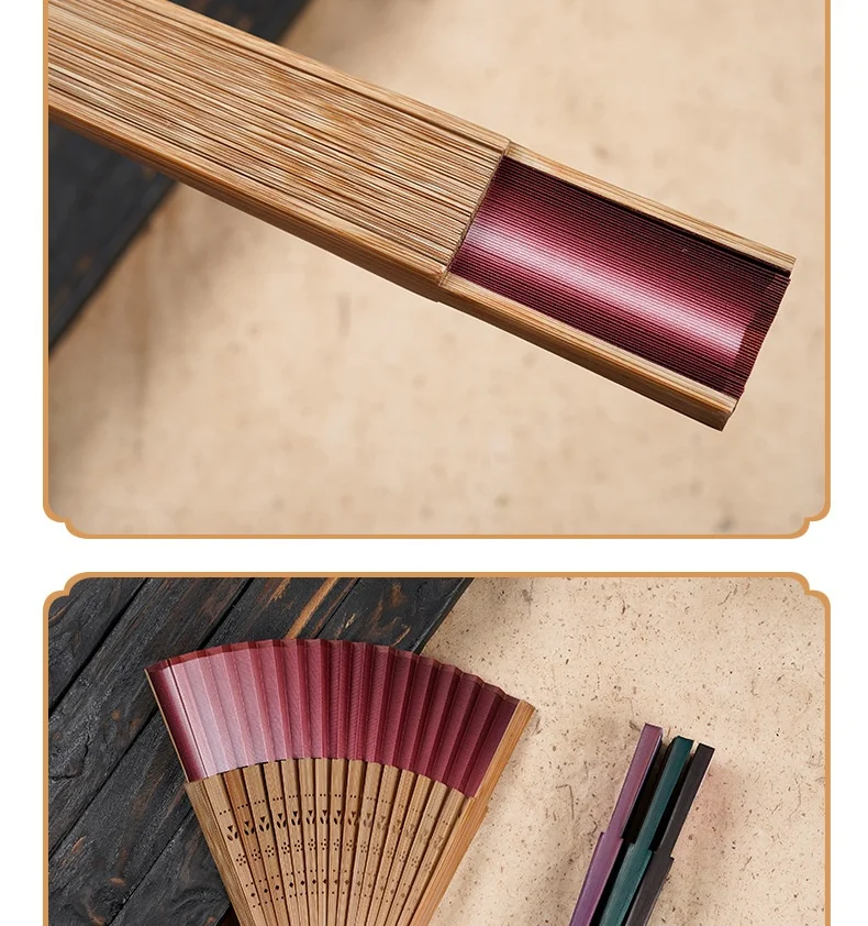 Eco-Friendly Bamboo Hand Fan with Carved Technique and Pantone Color for Wedding Decoration