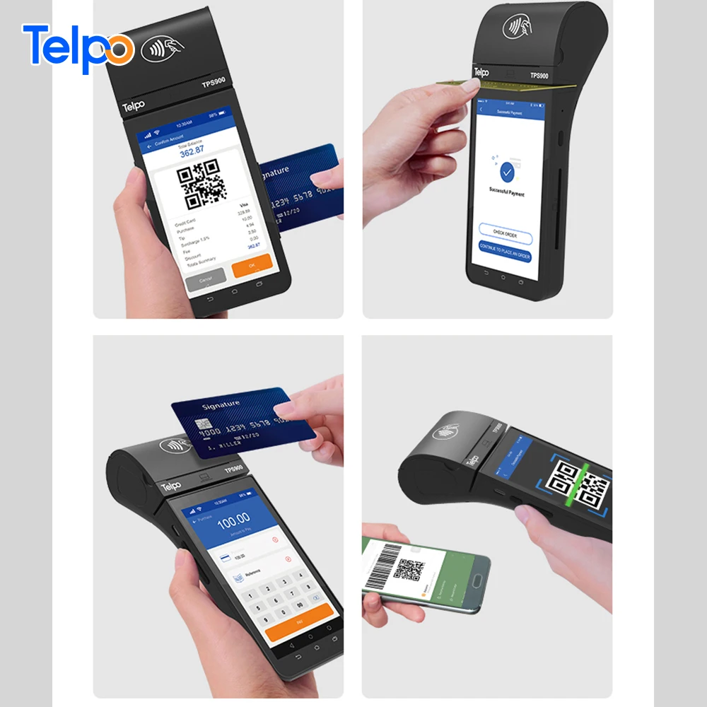 Telpo Android 10 POS Handheld Mobile Credit Card Machine With Printer