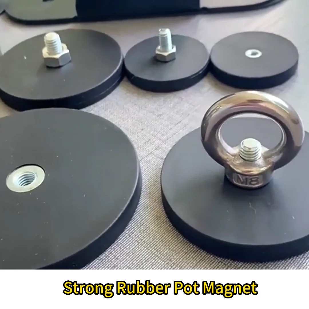 Super Strong Magnetic Mount External Thread Rubber Coated Neodymium Pot ...