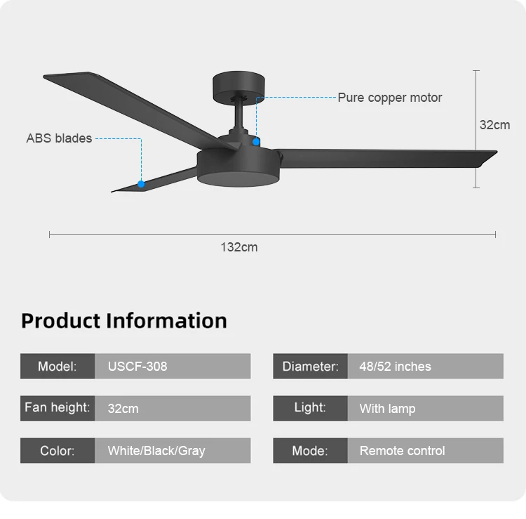 52 Inch 4 Blade Ceiling Fans Prices 48inch 3blade Modern Ceiling Fan 52