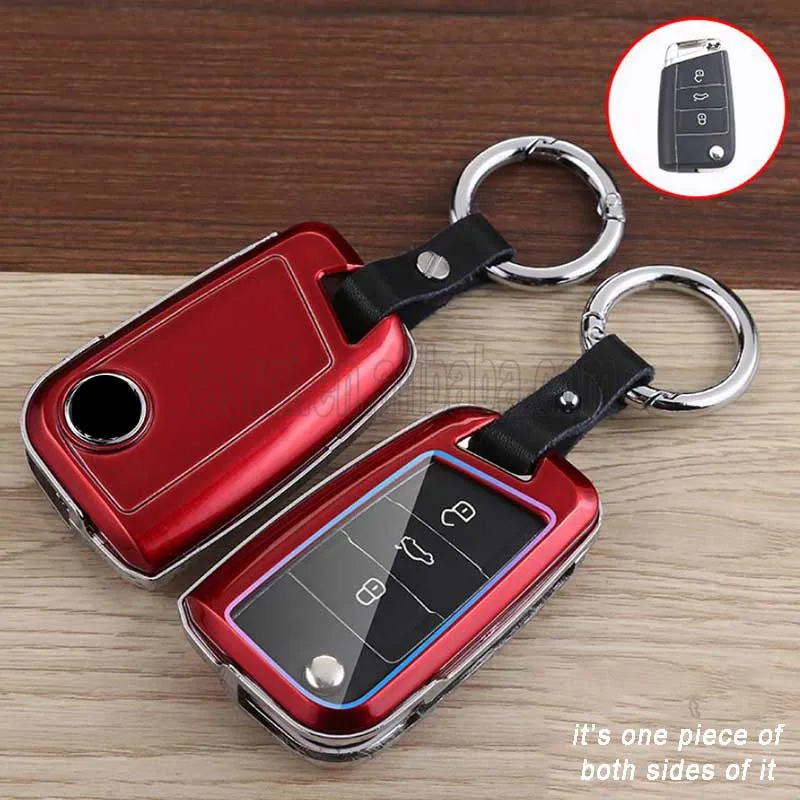 PUL Leather Car Key Cover For Skoda Octavia, Kodiaq, Karoq, Kamiq – Black, Clip-On