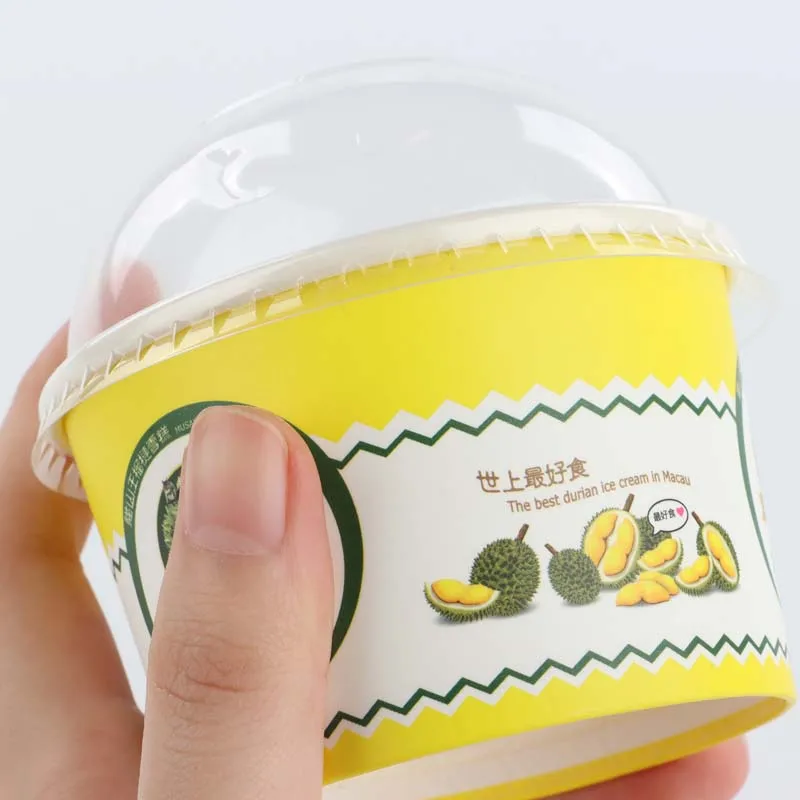 Custom Printing Logo Disposable Eco-friendly White Paper Ice Cream Cup