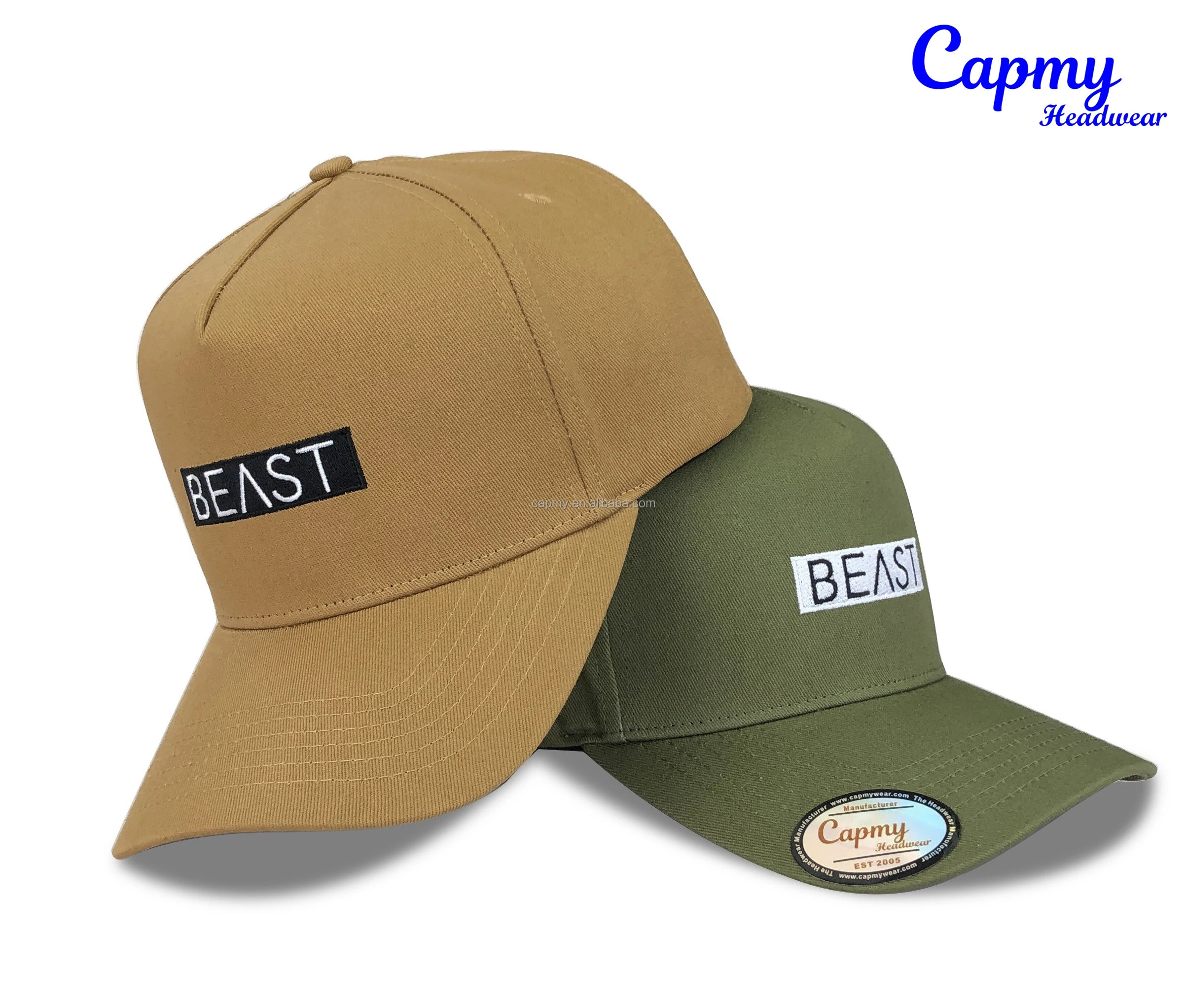 Manufacturer Customized Oem Adjustable Cotton A Frame Cap Embroidered
