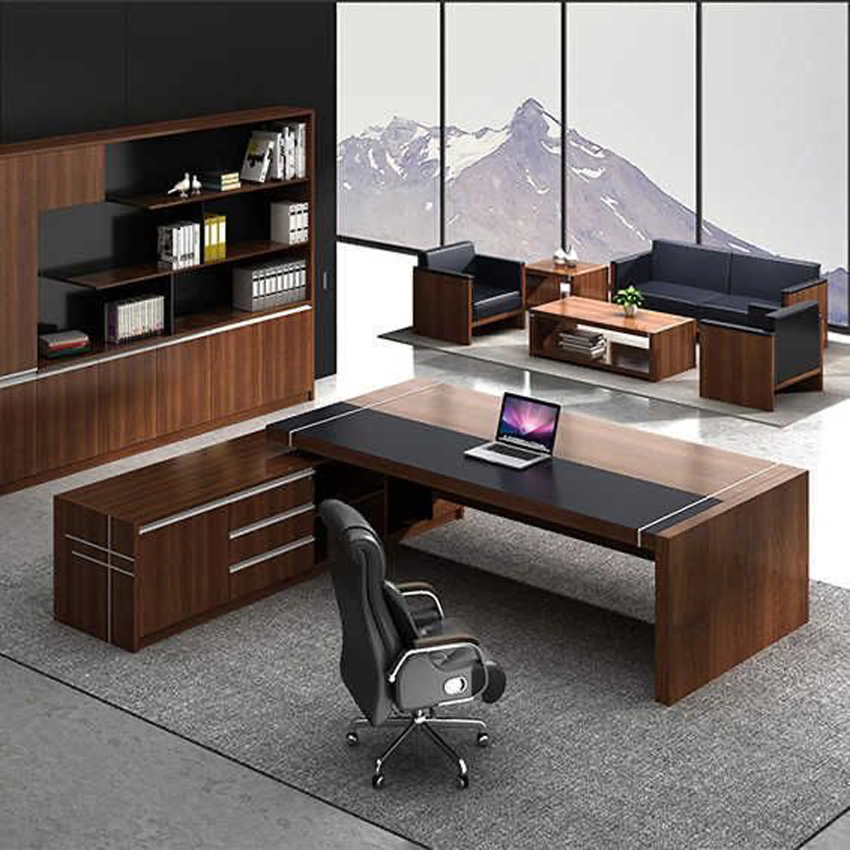 Wood Computer Table Design Executive Wood Office Furniture Desk CEO Boss Manager Office Table Executive Office Desk Table