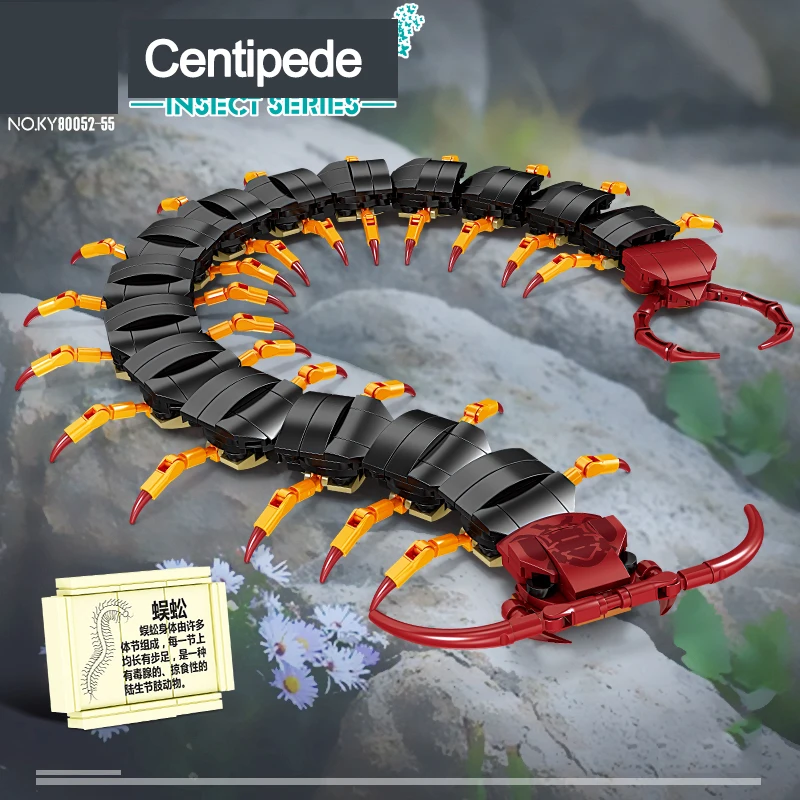 Kids Insects Collection Building Blocks Set Animal Series Construction Jungle Centipede Scorpion Spider Trilobite Bricks Toy