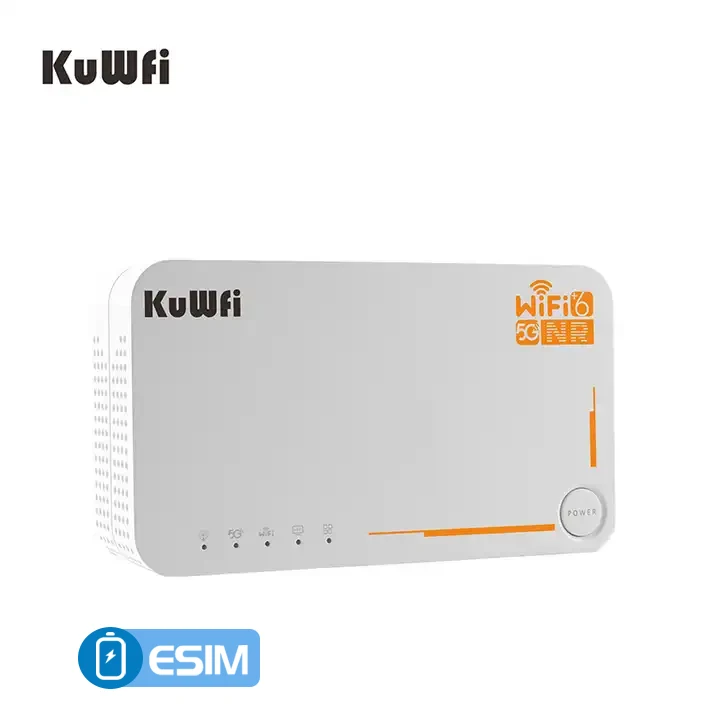 ESim Router KuWFi NSA SA Device Router 5g Wifi Outdoor Cpe Dual Band 3000Mbps 5g Sim Card Universel Router with Big Battery