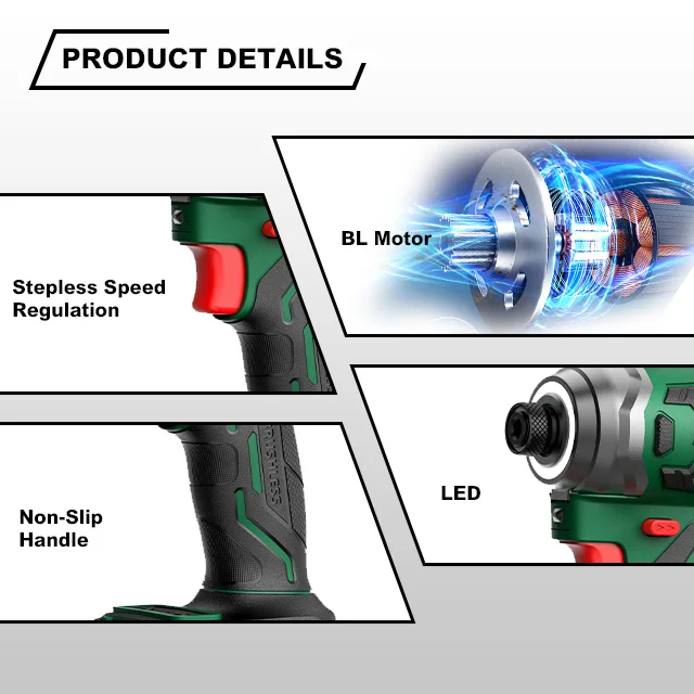 Dekton- A1020 20V Cordless Brushless Impact Driver -180Nm Brushless Motor Cordless Tools Driver Cordless Drill Set manufacture