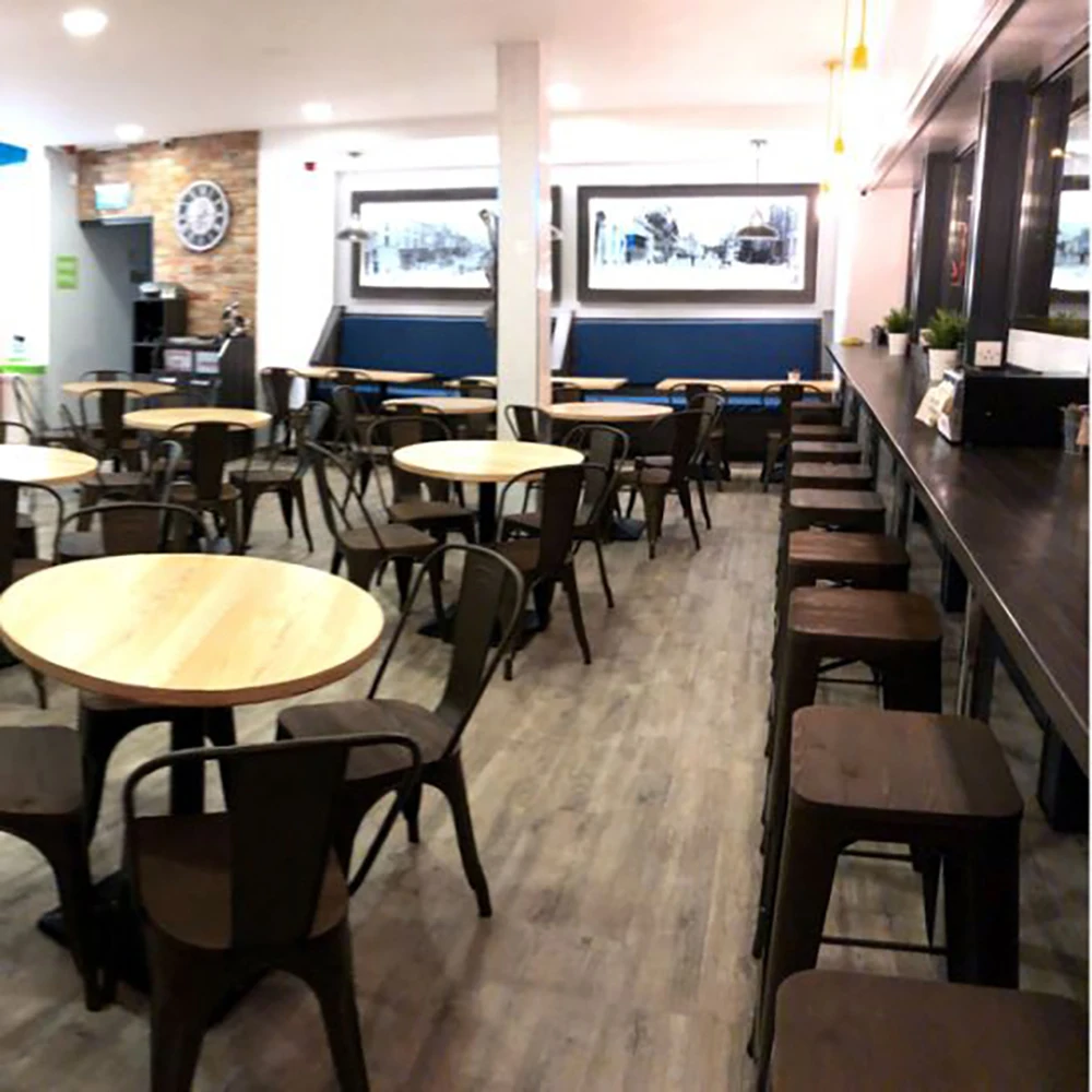VidaXL Set Mesa Y Sillas Altas De Cocina 3 Piezas - Madera/Acero, Estilo Moderno Industrial, Color Antracita Para Bar O Restaurante