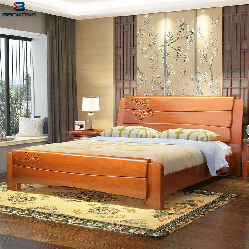 Solid Wooden Bed Modern Double Beds (M-X2267) - China Wood, Solid