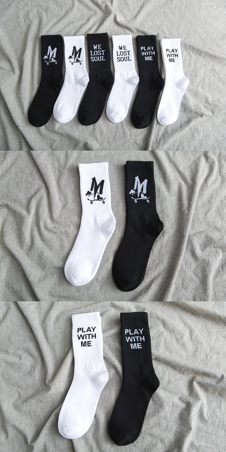 Calcetines unisex de algodón para hombre y mujer Mallalah 1 par diseño de letras creativas blanco 
