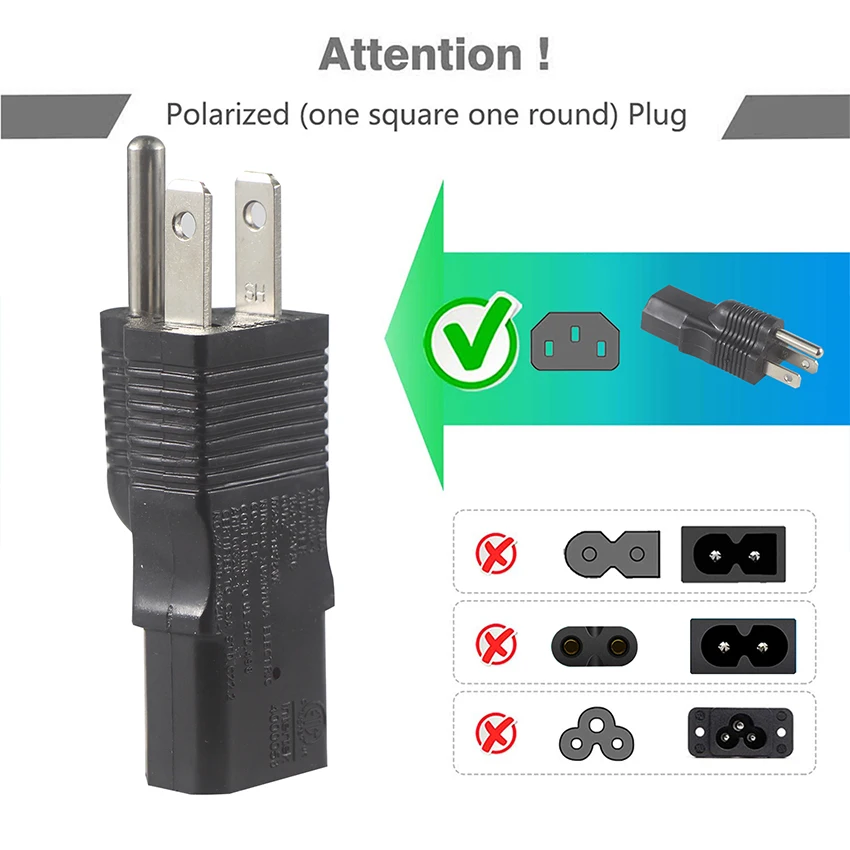 Portable US Power Adapter Kettle C13 to US American 3 Pin AC Plug American Approval AC US Power Converter