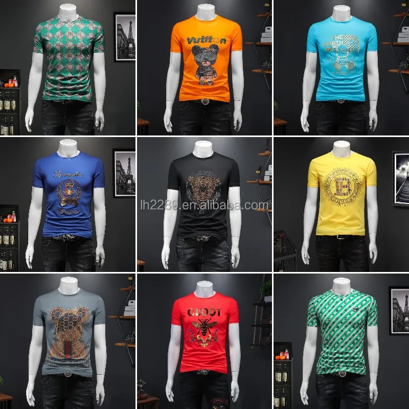 High quality 95 cotton 5 Spandex Sport Men's T-shirts Wholesale Casual vintage Plain Running Gym high-end men's T-shirts