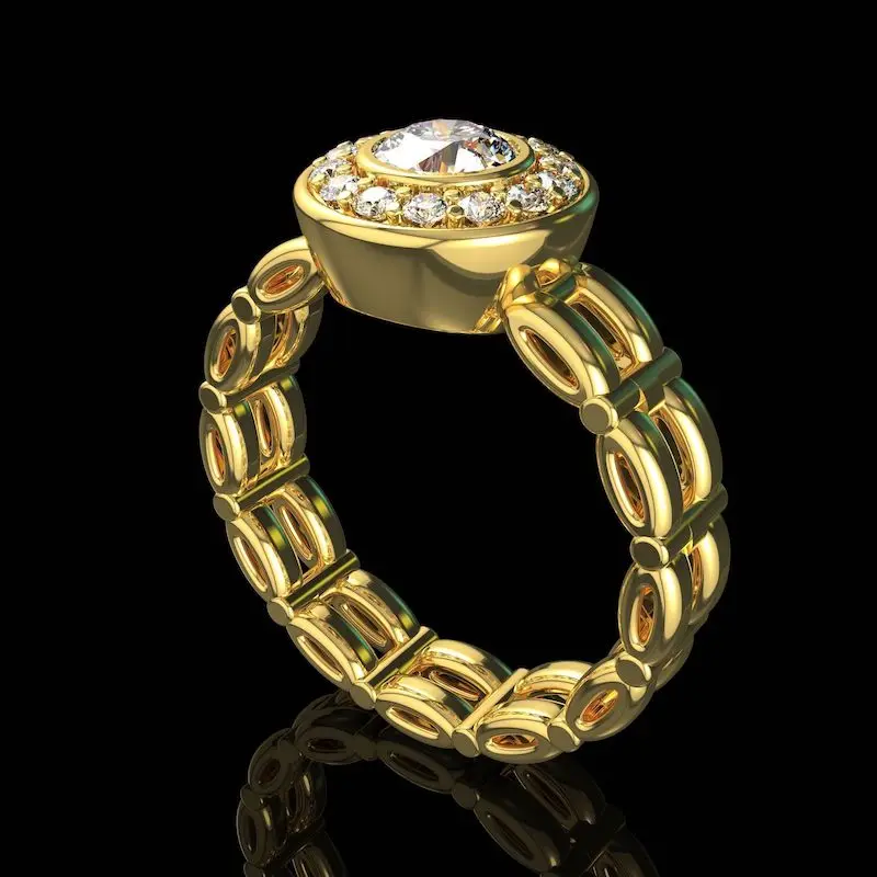 Huitan 2022 New Arrival Korean Style Luxury 18k Gold Plated CZ Cubic Zirconia Rings Bling Crystal Ring for Women