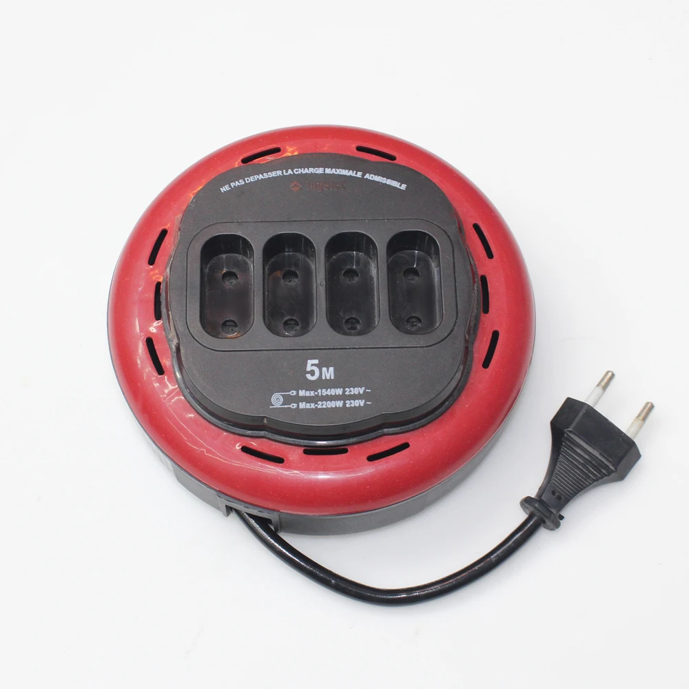 French Standards Ingelec 4 Gang 4 Way Round Extension Cable Reel Electrical Plugs and Sockets Extension Socket CE Approved 16A