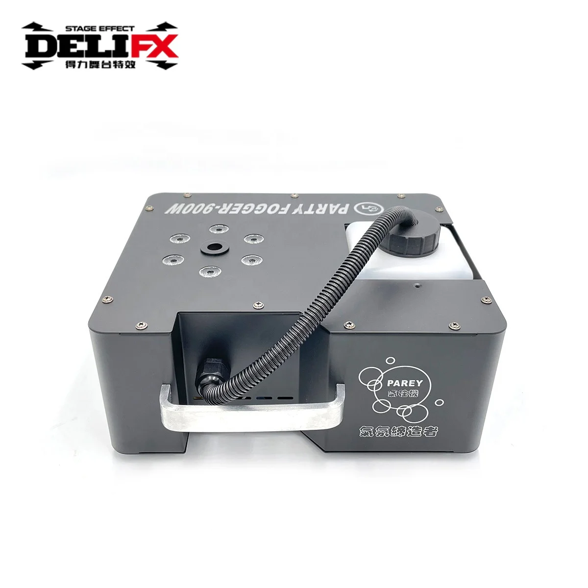 DELIFX Built in Receiver 900W LED DMX Hybrid Spray Fogger Visual Appearance Similar to CO2 Speed Vertical Gas Column Fog Machine
