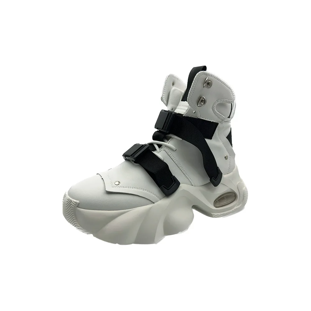 QIANLIAN Logo Custom High Top Walking Sneakers White Black
