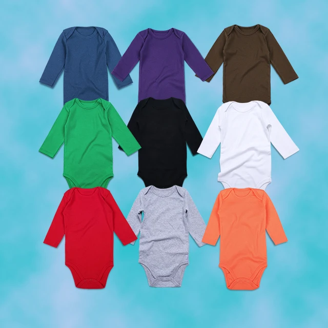 Китайская высококачественная одежда для новорожденных мальчиков и девочек 100% хлопок однотонная с длинным рукавом маленьких от 3 до 6 месяцев простые детские